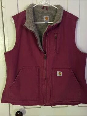 Womens XL Pink Carhartt Sherpa-Lined Utility Vest